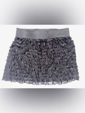 Free People Black Sheer Ruffle Mini Skirt Boho Y2K Fairy Elastic Waist